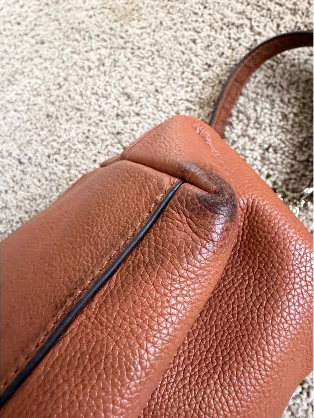 brown pebbled leather Kate Spade handbag crossbody shoulder medium zipped